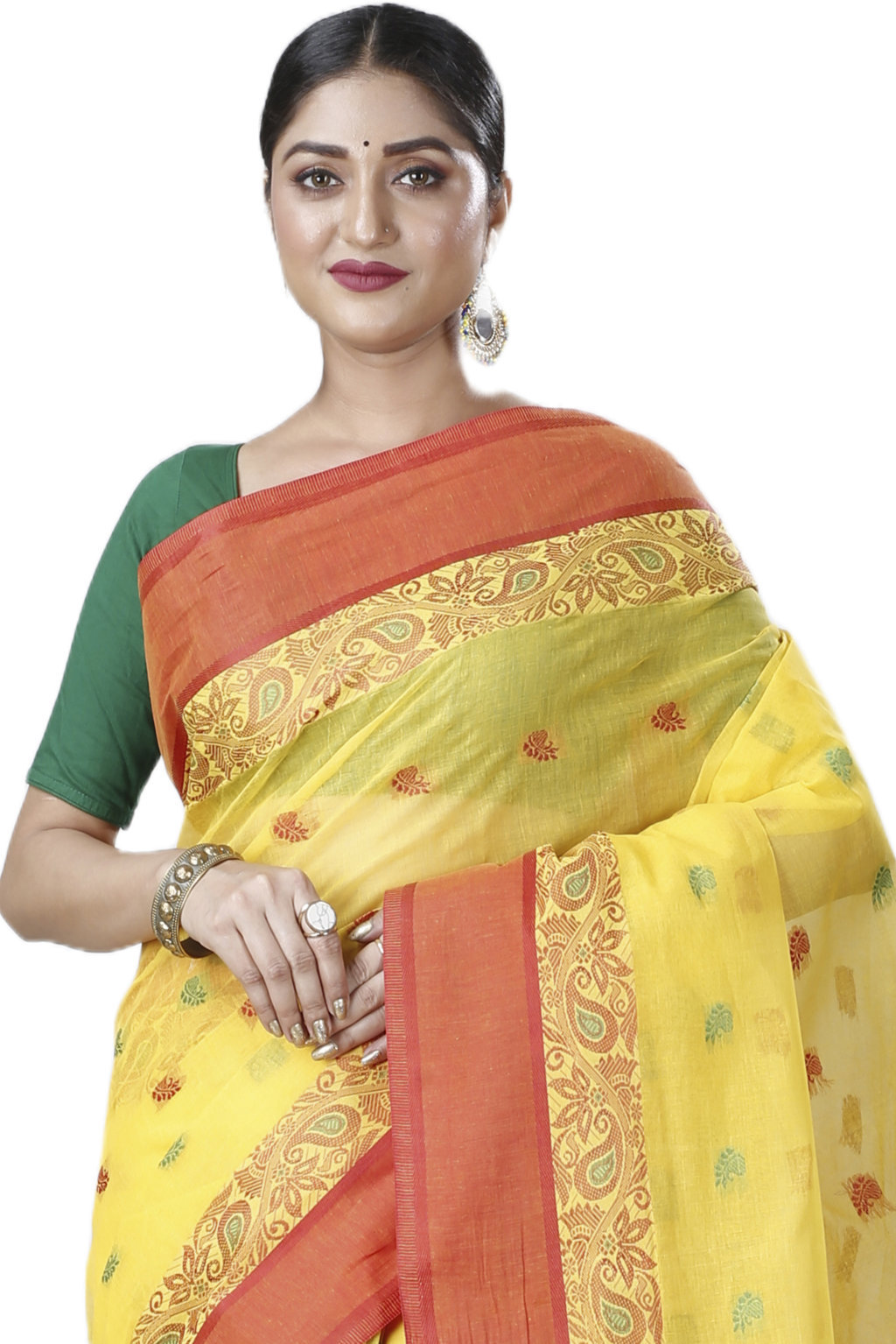 Yellow Pure Cotton Srimati Tant Saree (1087)